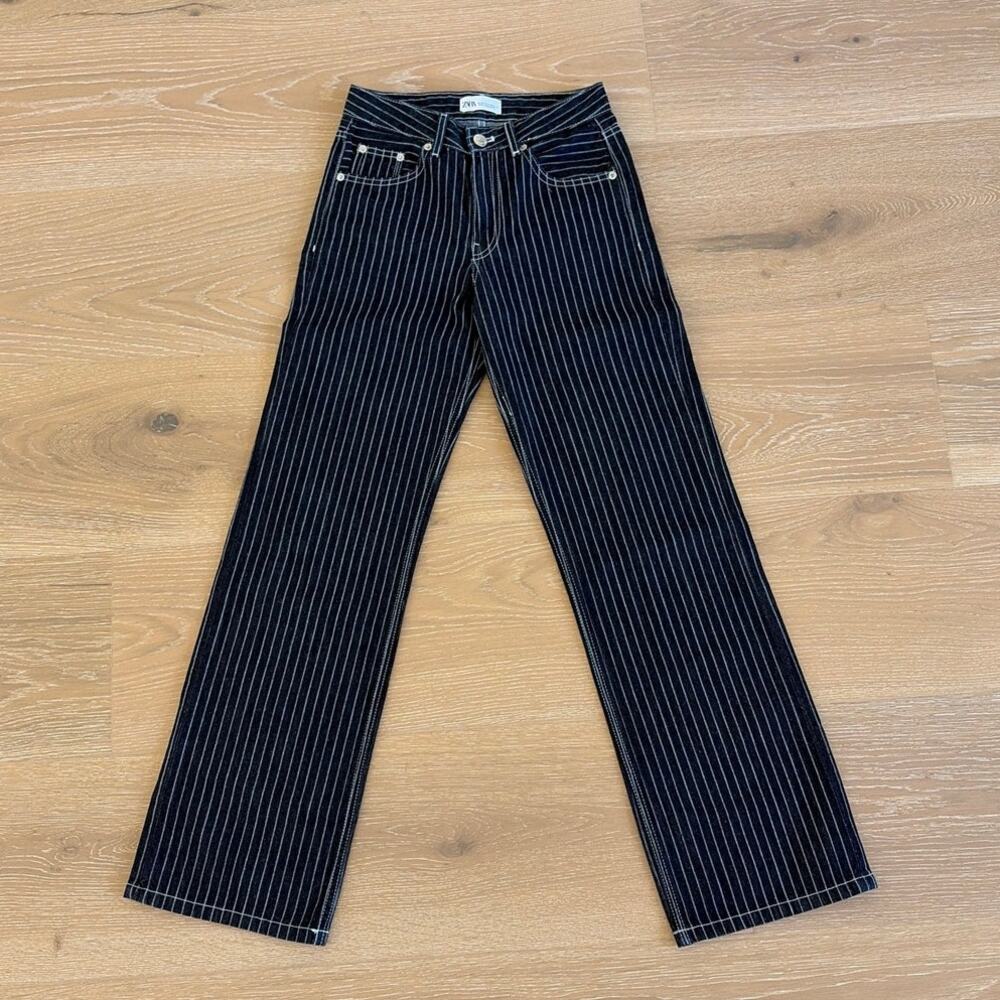 Zara Jeans Pinstripe Size 0 Blue White
